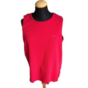 Speedo Red Sleeveless Top Tank Sporty Athletic Red Size L Cotton